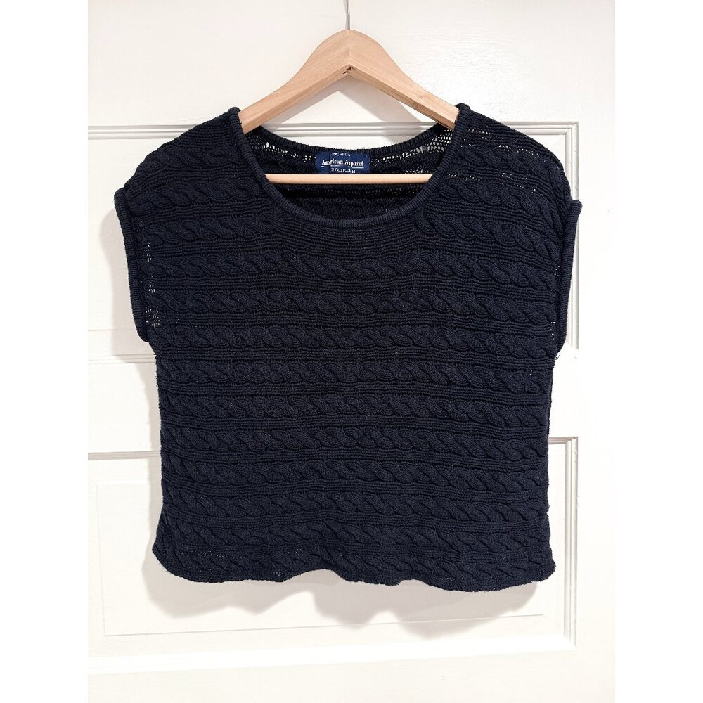 American Apparel Knit Sleeveless Sweater Vest Navy sz M